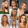 thumbnail image 5 of Highlight Omber Lace Front Wigs Human Hair Pre Plucked 4/27 Straight 13X4 HD Transparent Lace Frontal Wigs 180% Density Honey Blonde Glueless Human Hair wigs for Black Woman 14 Inch, 5 of 6