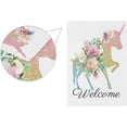 thumbnail image 2 of GZHJMY Unicorn Flower Garden Flag 12 x 18 Inch Vertical Double Sided Welcome Yard Garden Flag Seasonal Holiday Outdoor Decorative Flag for Patio Lawn Home Decor Farmhous Yard Flags, 2 of 6