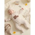 thumbnail image 4 of RUINIXCW Newborn Baby Boy Little Brother Outfit Waffled Knit Romper Letter Embroidered Dot Long Sleeve Infant Spring Fall Winter Clothes Bodysuit Jumpsuit Hat, 4 of 9