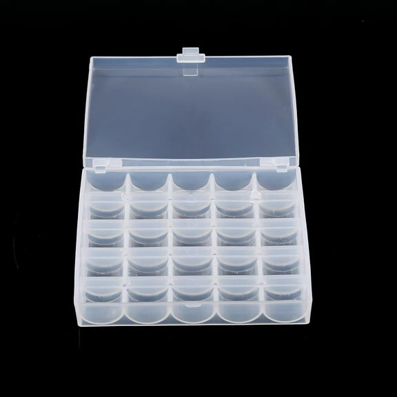 Ashata 1pc Plastic Empty Bobbins Case Sewing Machine Bobbin Organizer Storage Clear Box for 25 Spools, Spool Box,Bobbin Organizer