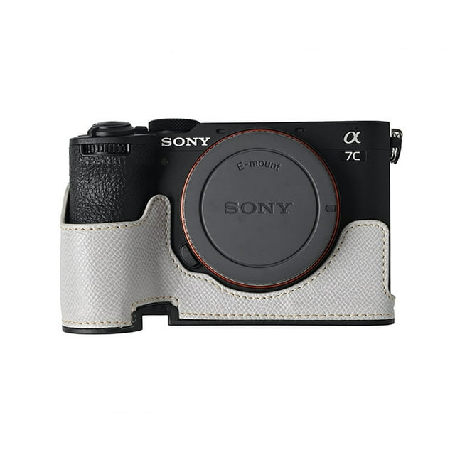 GadgetCom Camera Half Case Compatible with Sony Alpha 7C II Mark 2 A7C2 A7CII , Anti-Slip PU Leather Shell Protective Cover
