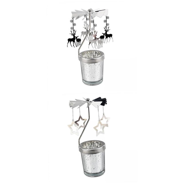 Portavelas Giratorio de 2 Piezas, Luces de Té para Fiesta, Chimenea, Escritorio, Adorno Estilo V