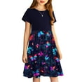 thumbnail image 4 of HOMADLES Summer Short Sleeve Dress for Girls Crewneck Losse, Printed Sundress C Multicolor 5 T, 4 of 7