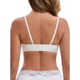 thumbnail image 3 of INSPIRE CHIC Women's Lace Trim Plunge Wireless Push Up Everyday Bras Spaghetti Straps Lightweight No Show Triangle Bra M White, 3 of 4