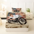 thumbnail image 4 of Castle Fairy Retro Motorcycle Twin Sheet Sets 3pcs for Teens, American Flag Print Bedding for Bedroom, Red Beige, 4 of 6
