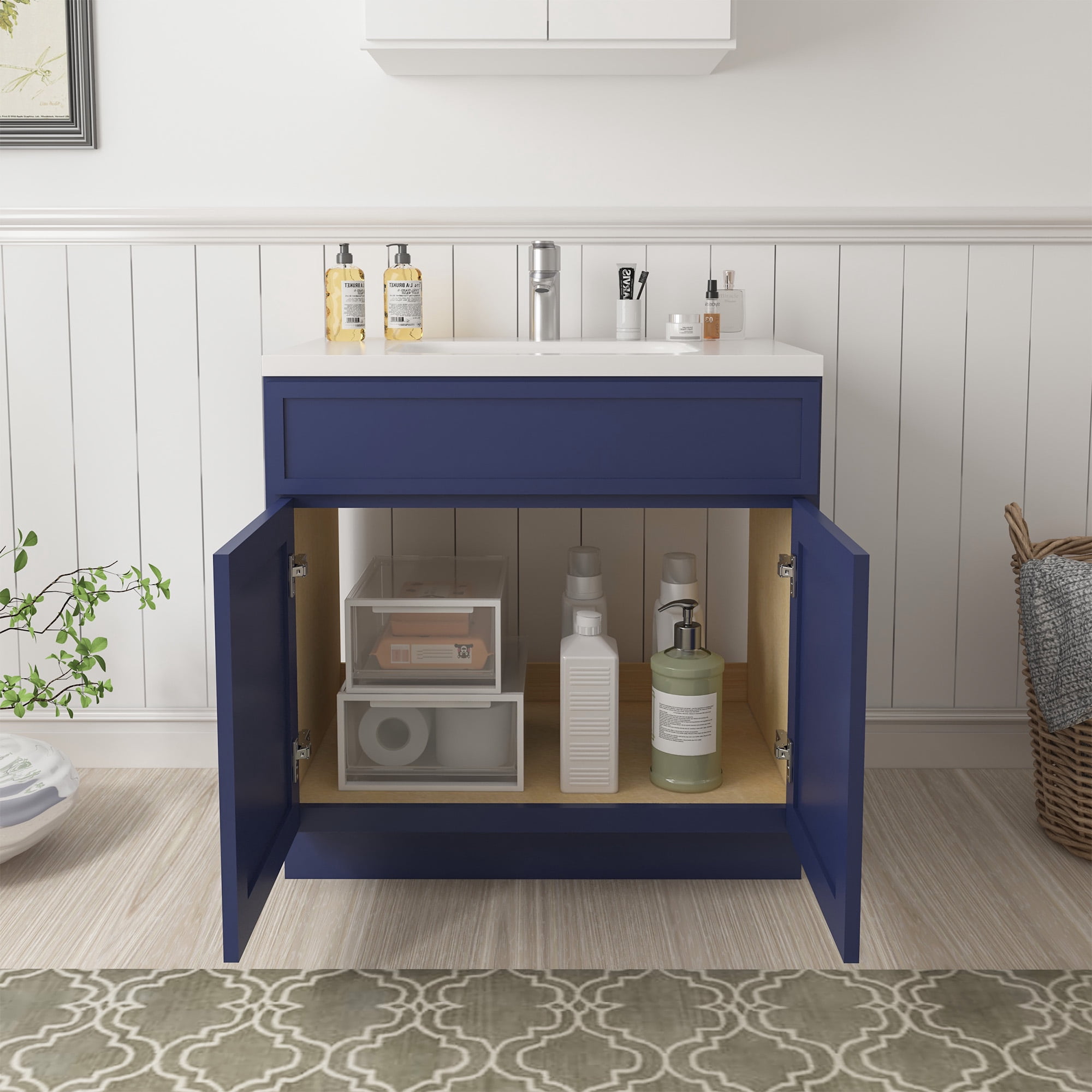 Vanity Art 39" W Birch Plywood Freestanding Single Base Storage Cabinet with Soft Close Doors