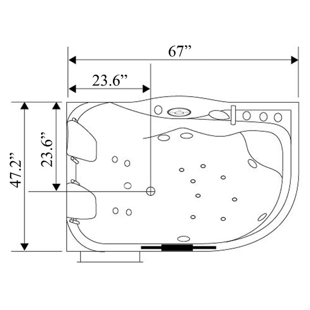 Hot tub white 67″ X 47″ double pump with Heater – Cayman