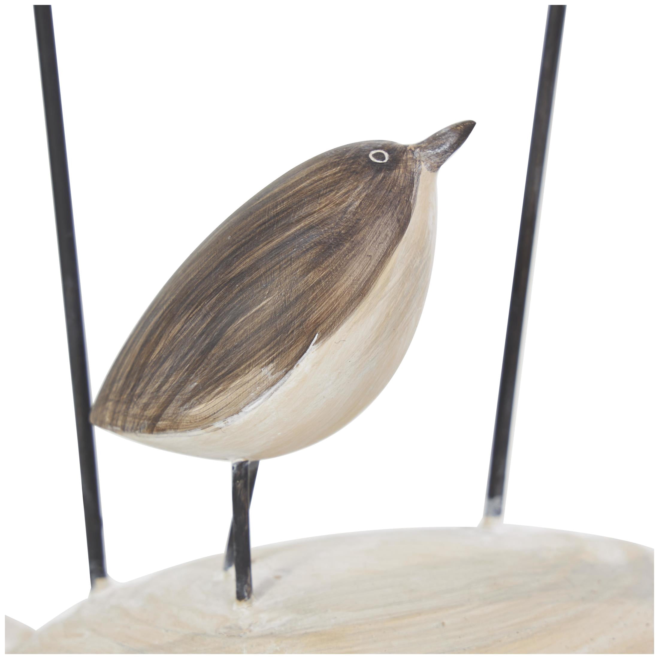 14" x 12" Brown Polyresin Family Bird Sculpture with Cream Rock Base, by DecMode