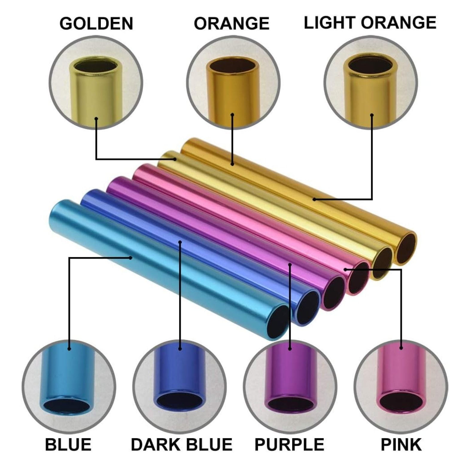 8 Pieces Official Aluminum Track & Field Races Relay Batons