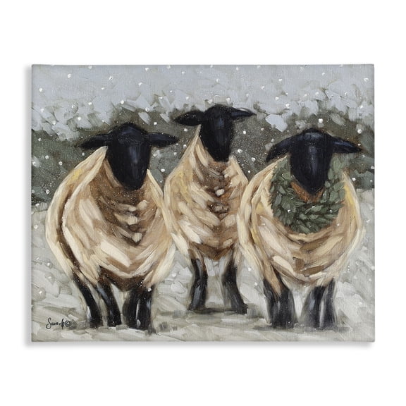 Stupell Industries Rustic Lodge Sheep in Winter Scene Canvas Art, 30 x 24, by Sara G. Designs