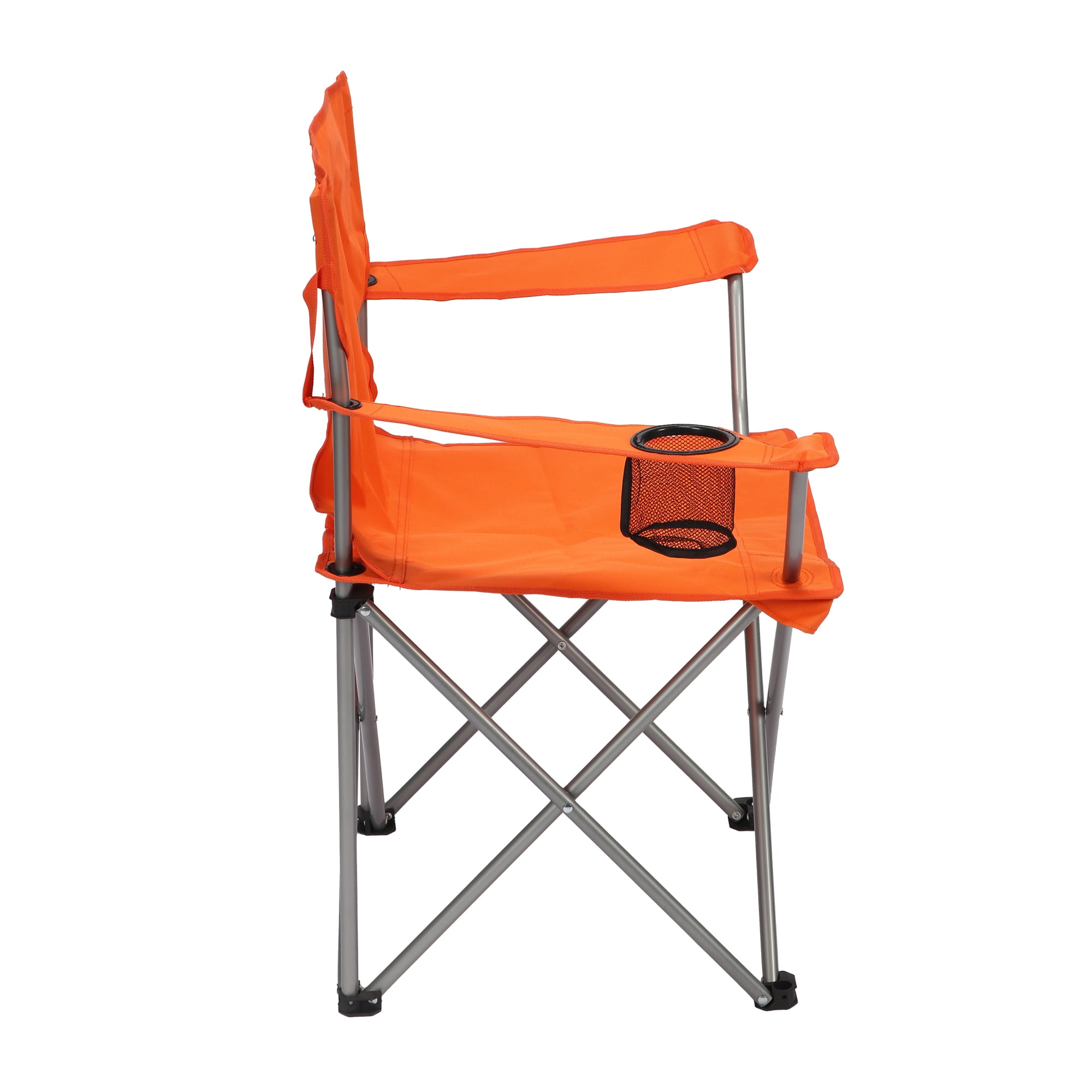 Ozark Trail Quad Folding Camp Chair with Cup Holder, Orange