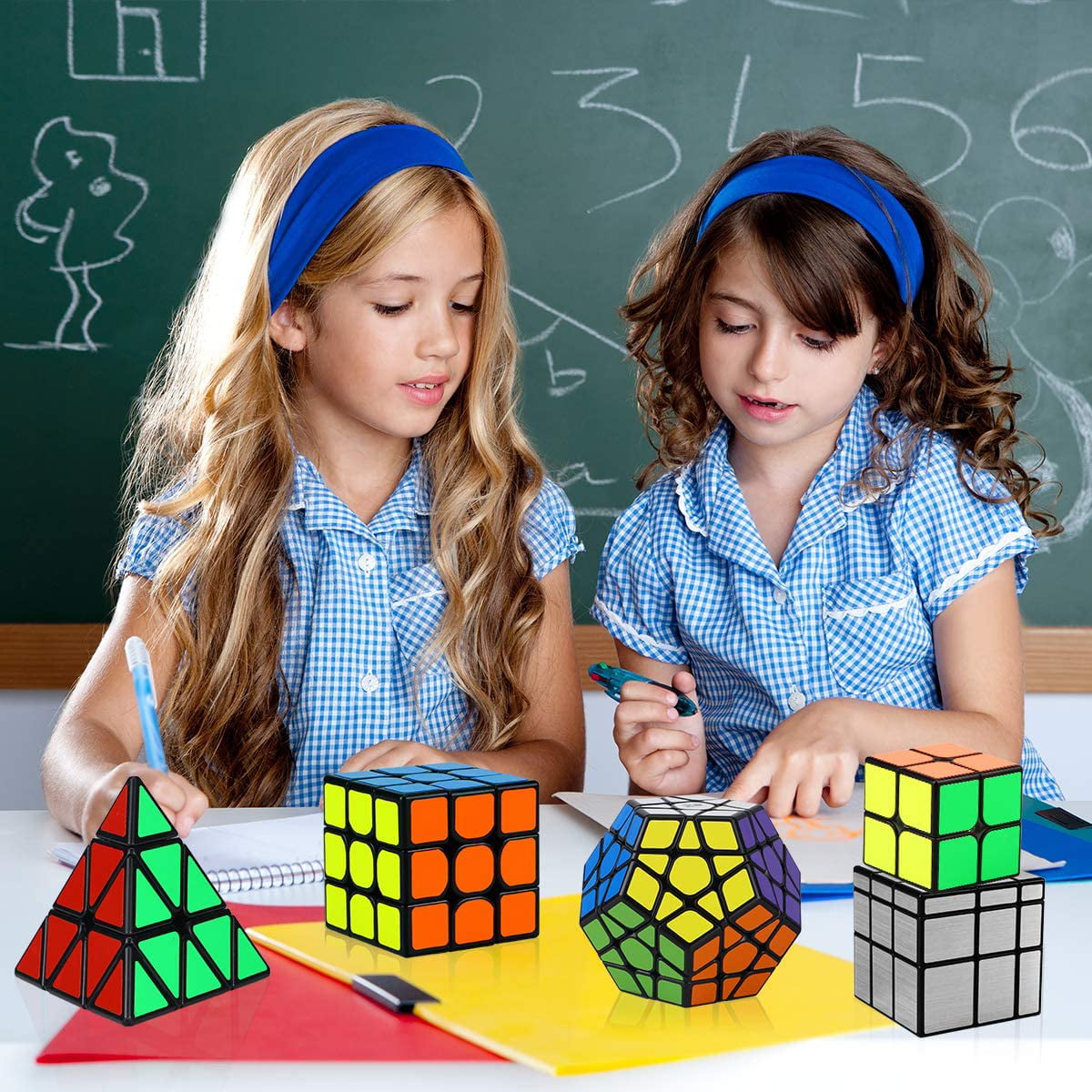 2x2x2 3x3x3 Pyramid Sticker Magic Cube Set Puzzle Cube Toys for Kids and Adults 3 Pack Dreampark Speed Cube Bundle