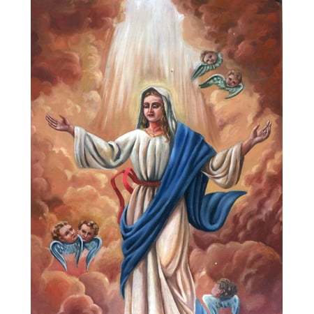 Catholic print picture - Assump of Virgin Mary R - 8" x 10" ready to be framed