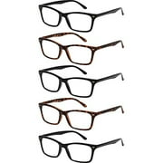 5 Pack Reading Glasses Blue Light Blocking Readers for Womenen Men Anti Glare Filter Lightweight Eyeglasses +1
