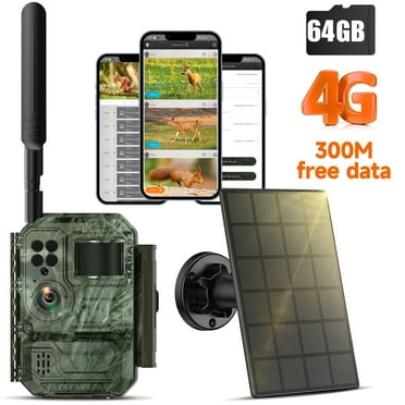 CAMPARK Cellular Trail Camera, Solar Powered Game Camera Built-in 4G LTE SIM&SD Card, No WiFi Required, 1080P Live Video, Blacklight Night Vision, IP66 Waterproof Hunting Camera, 0.1S Motion Activate