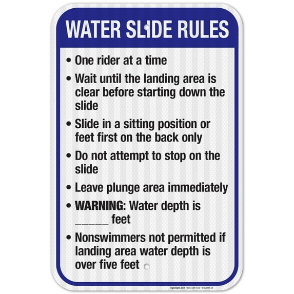 Montana Water Slide Rules Sign, Complies With State Of Montana Pool Safety Code, 12x18 Reflective Aluminum EGP