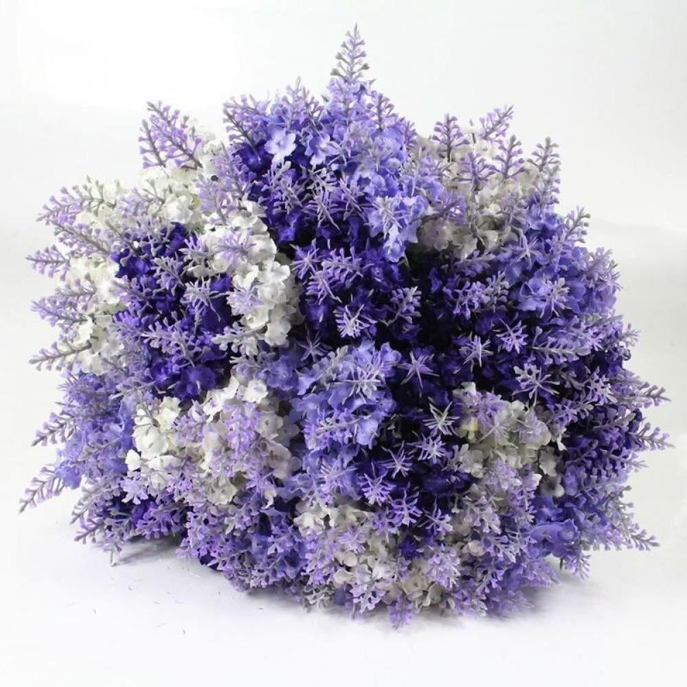 10 Artificial Lavender Fake Flower Bunch Silk Bouquet Home Wedding Party Decor 