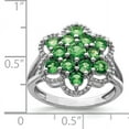 thumbnail image 2 of 925 Sterling Silver Rhodium Tsavorite Garnet Flower Ring Size 8, 2 of 5