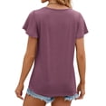 thumbnail image 5 of UVN V Neck T Shirt for Women Summer Pleated Blouse Casual Ruffle Short Sleeve Shirt Flowy Tunic Tops, 5 of 8