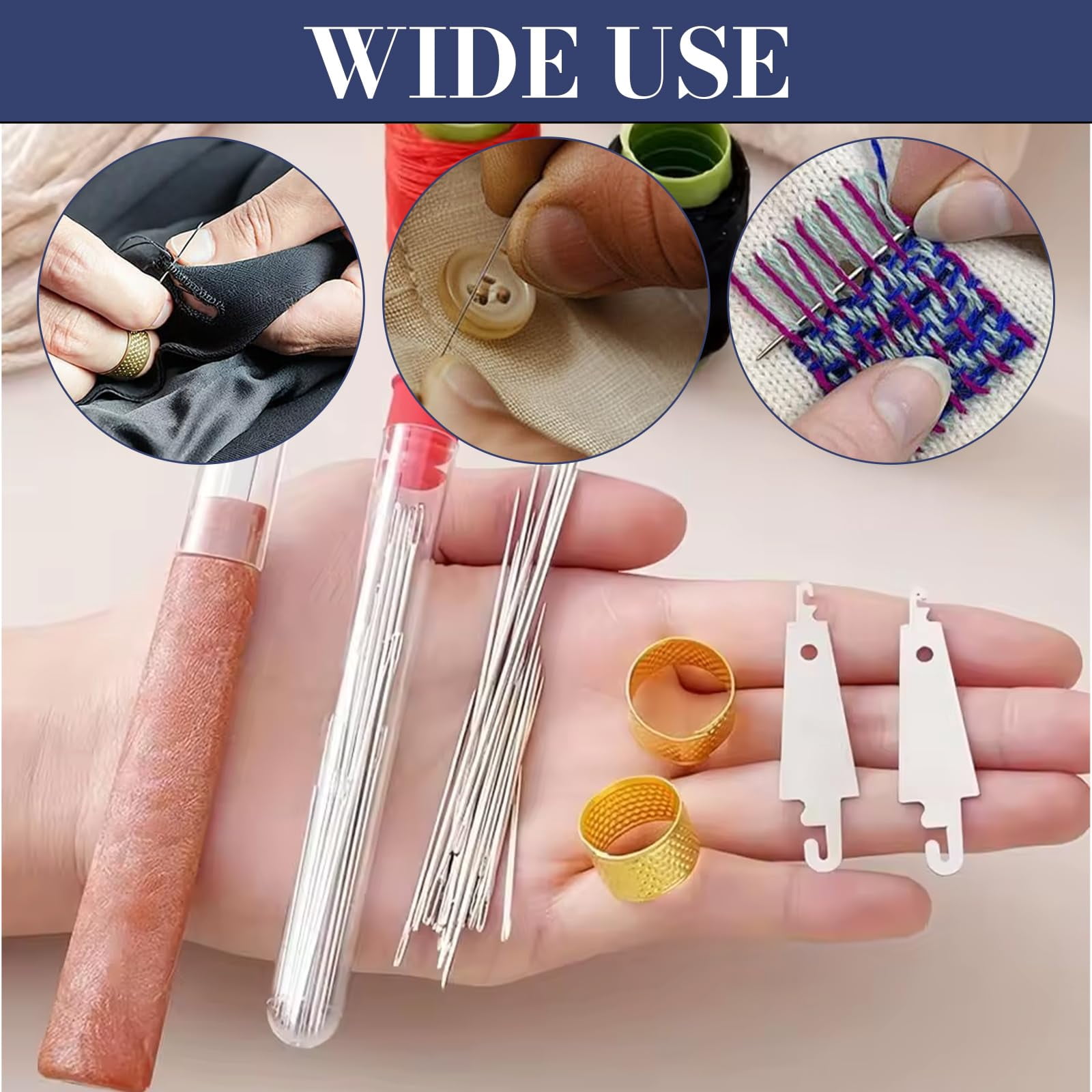 Big Eye Steel Sewing Needles Kit 34PCS, 5 Sizes Hand Sewing Needles Set with Storage Case, Stainless Steel Sewing Needles for Embroidery, Mending & DIY Crafting