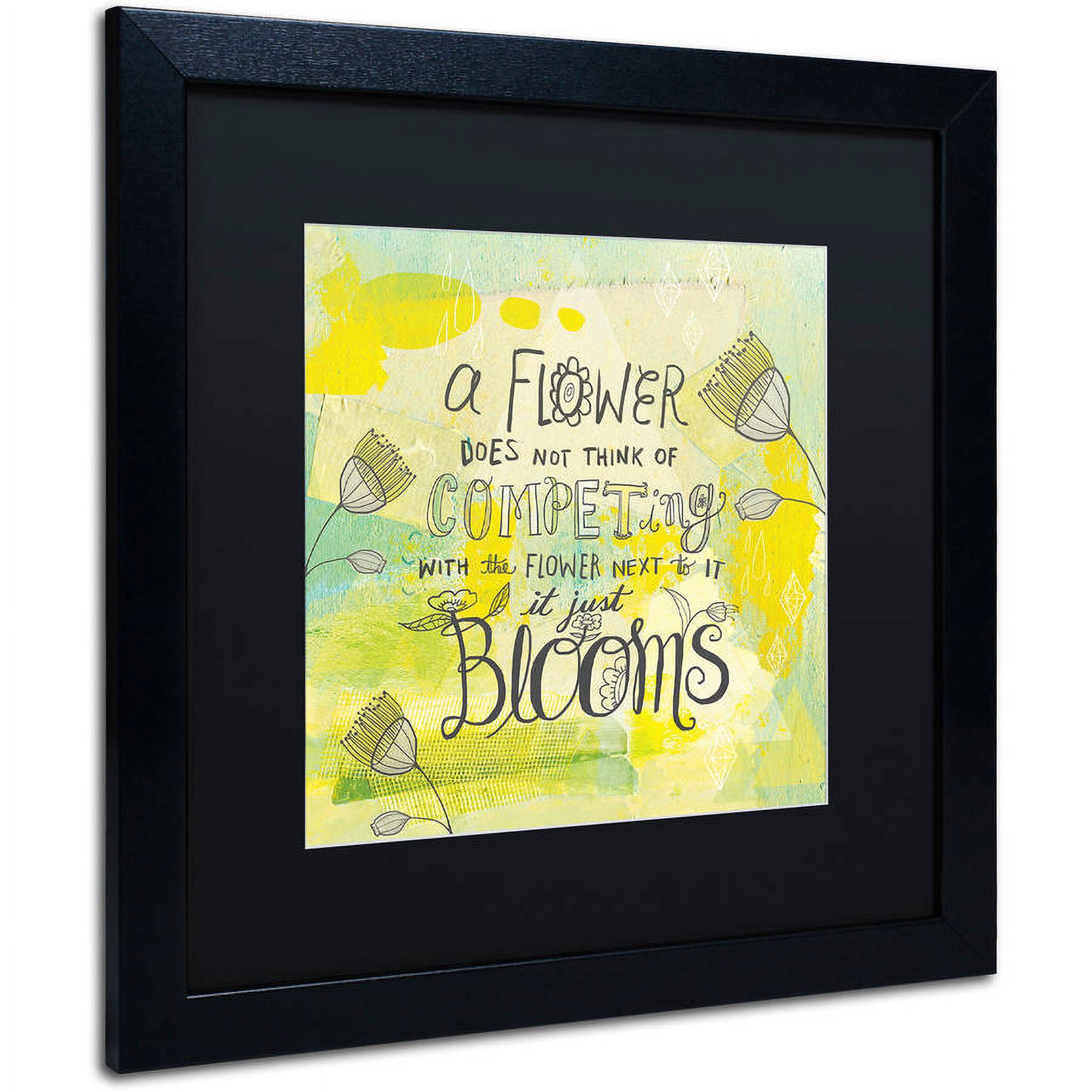Trademark Fine Art "Blooms Quote" Canvas Art by Elizabeth Caldwell, Black Matte, Black Frame
