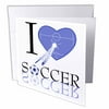 3dRose I Love Soccer In Blue, Greeting Cards, 6 x 6 inches, set of 12