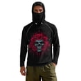 thumbnail image 2 of SEANATIVE Fishing Hoodie with Mesh Mask for Men Sun Protection Full Face Neck Coverage Breathable Comfortable Performance Fishing Shirt Rash Guard, L, Skull Rose Black, 2 of 7