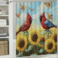 thumbnail image 6 of Patifu Cardinal Birds Sunflower Field Bathroom Shower Curtain Set 100% Polyester with Hooks 69"x72, 6 of 7