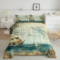 thumbnail image 2 of Erosebridal Compass Boat Bedding Twin Comforter Set,Mautical Map Down Comforter,Lightweight Reversible Bedding Sets Twin with Comforter,Ocean Theme Decor, 2 of 8