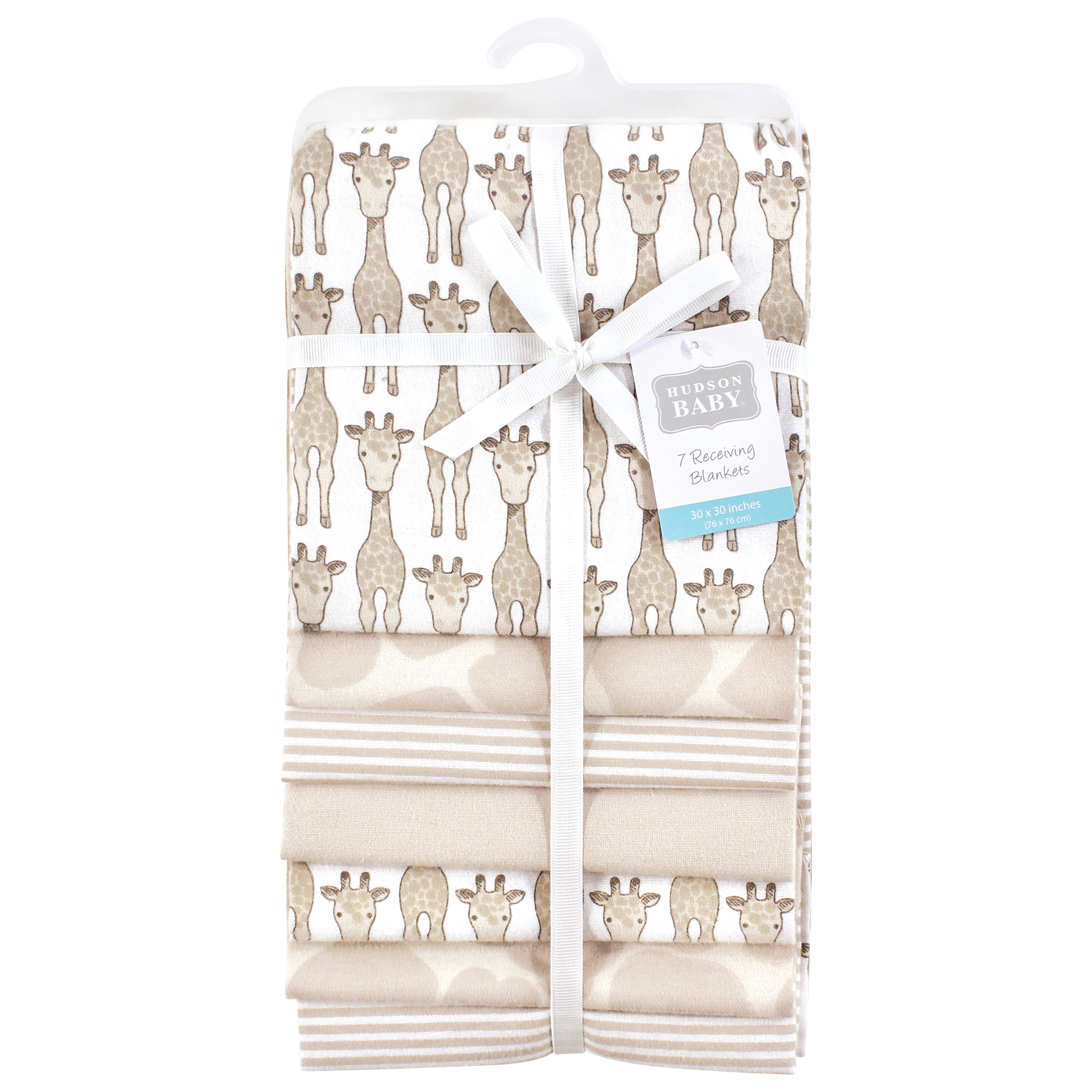 Hudson Baby Unisex Baby Cotton Poly Flannel Receiving Blankets Bundle, Giraffe 7-Pack, One Size
