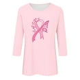 thumbnail image 4 of Alkepwun Breast Cancer Tshirt for Women Loose Pink Ribbon Print Awareness Support Tops 3/4 Length Sleeve Inspirational Blouse, 4 of 4