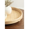 thumbnail image 3 of Kate and Laurel Planche Decorative Footed Woven Rattan Round Tray with Solid Wood Frame, 16 Inch Diameter, Natural, Modern Circle Wood Serving Tray for Living Room or Entryway Decor, 3 of 8