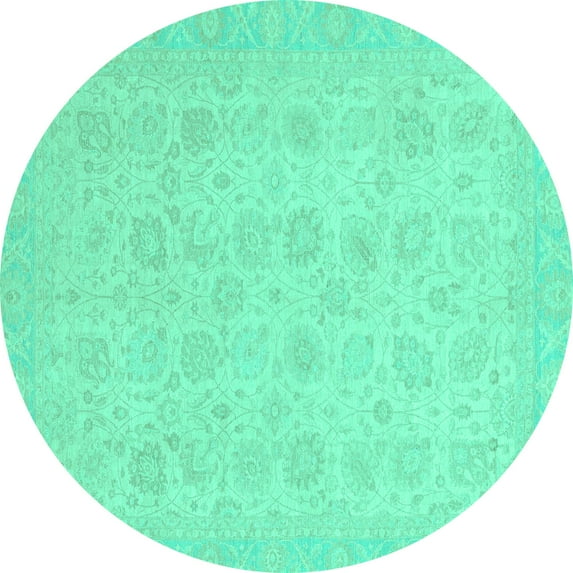 Ahgly Company Indoor Round Abstract Turquoise Blue Modern Area Rugs, 8' Round