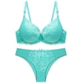 thumbnail image 2 of DPTALR Women Sexy Lace Solid Underwear Pajamas Embroidered Ladies Steel Rings Intimates Set, 2 of 3