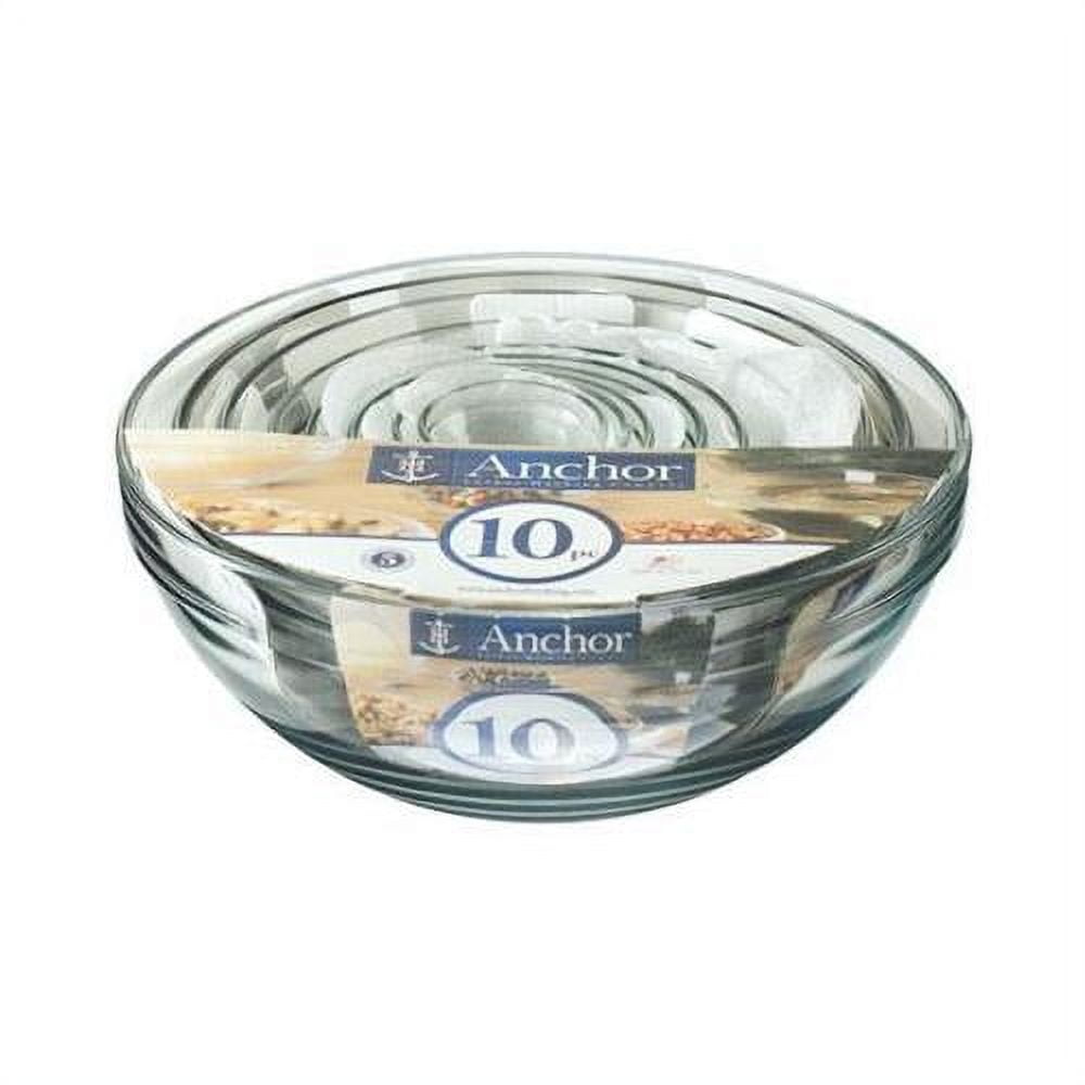 Anchor Hocking Glass Mixing Bowls, Mixed, Set of 10, 22 oz