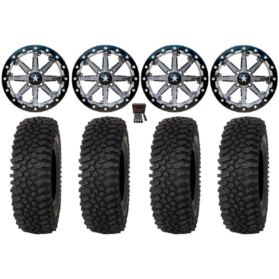 MSA Lok 15" Wheels Gunmetal 33" Roctane ST Tires Kawasaki Mule Pro FXT