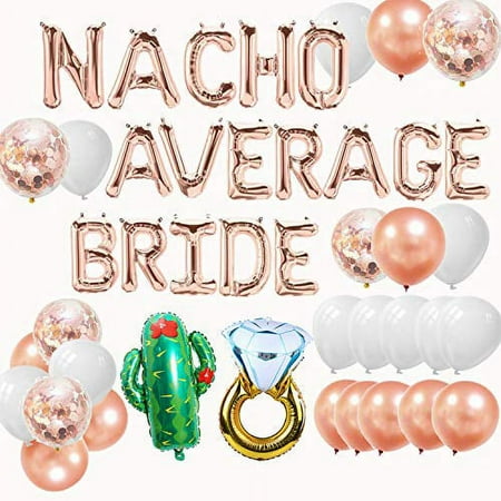 44pcs Nacho Average Bride Decorations for Bridal Shower Mexico Bachelorette Final Fiesta Cinco De Mayo Party Decorations Banner, Mexican Wedding Engagement Party Supplies, Diamond Ring Cactus Balloons