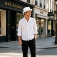 thumbnail image 3 of Ticikt Mens Breathable Mesh Fedora Hat, Summer Outdoor Short Brim Fedora Sun Hat,White, 3 of 6