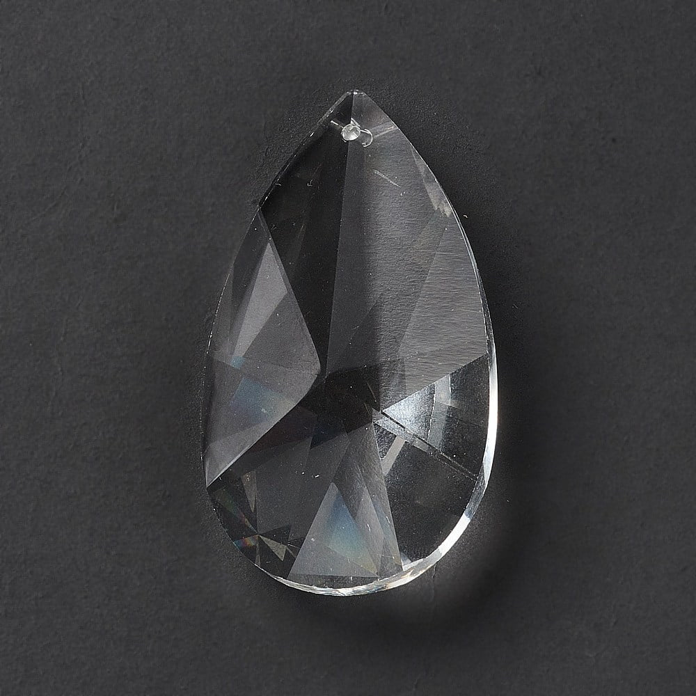 15 pc Transparent Glass Big Pendants for Chandelier Hanging Pendants Faceted Teardrop Clear 62x35.5x21mm Hole: 1.8mm