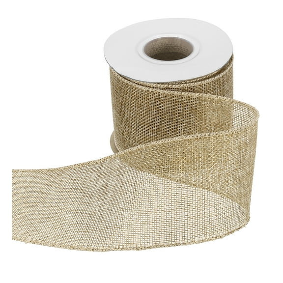 Uxcell Burlap Wired Ribbon 3" x 10 Yard Wired Edge Ribbon Woven Strap, Natural