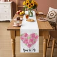 thumbnail image 2 of Valentine's Day Table Runner 60 Inches, Pink Roses Love Heart Romantic Bed Runner Dresser Scarves Tabletop for Indoor Outdoor Parties/Ceremony/Banquet, 13" x 60", 2 of 8