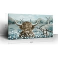 thumbnail image 2 of HFDF Large Highland Cow Canvas Wall Art for Living Room Rustic Farmhouse Landscape Painting Animal Canvas Print Cattle the White Daisy Flower Bush Countryside Artwork for Home 18x12inch Framed, 2 of 6
