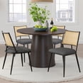 thumbnail image 3 of MAYEERTY Dark Gray Dining Chairs Set of 2, Rattan Backrest, Metal Frame, Boucle Upholstery for Living Room, 3 of 7