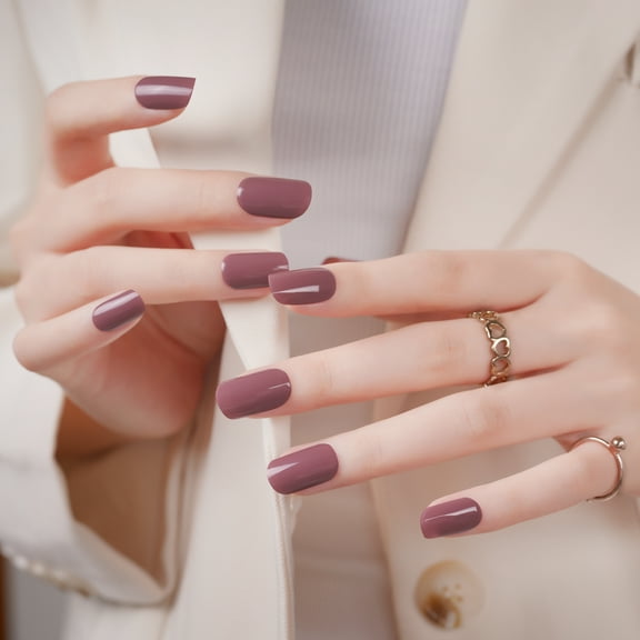 DANNI & TONI Semi Cured Gel Nail Strips Russet Red (Violet Reverie) Gel Nail Polish Stickers Glossy Nail Wraps 28 Stickers