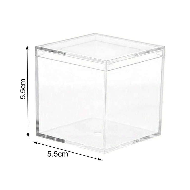 4Pcs New Transparent Acrylic Storage Box Clear Square Cube