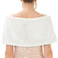 thumbnail image 6 of Gelikeya Womens Fauxfur Shawl Wrap Cape for Bridal Wedding Party Bridal with Pearl Rhinestone Brooches, White, Size L, 6 of 6