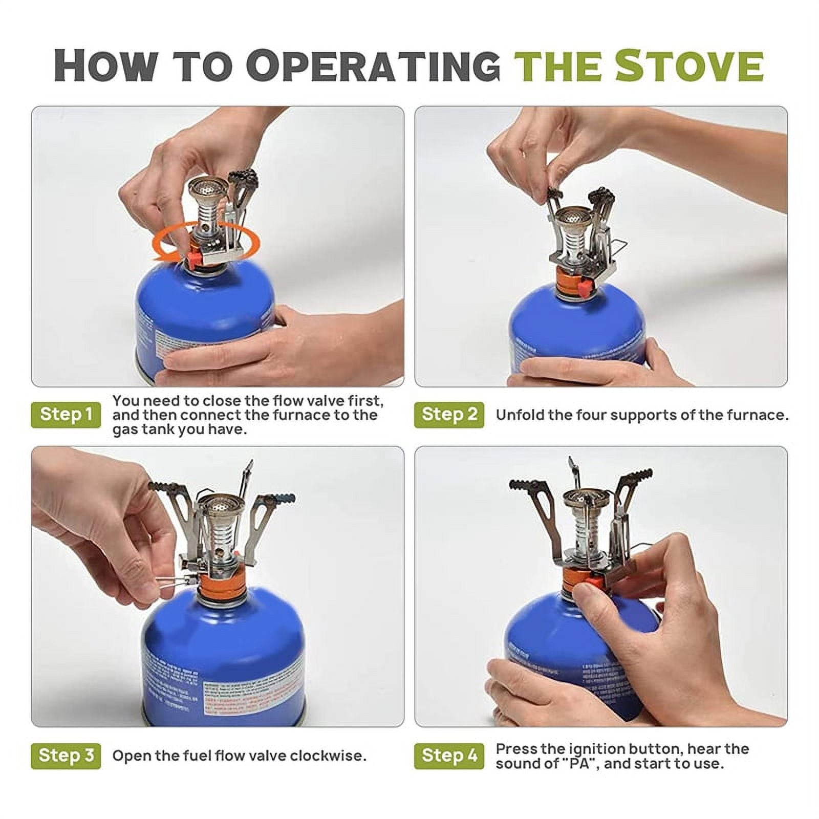 Camping Pot and Pan Set with Mini Backpacking Stove Cooking Gear for Outdoor Hiking Campfire Green