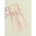 thumbnail image 4 of Kids Jumpsuit, Solid Color Round Neck Sleeveless Flounced Romper with Waist Belt for Summer, 1-6 Years, 4 of 10