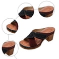 thumbnail image 5 of Rokment Women's Vintage Orthopedic Platform Chunky Block High Heels Slip on Dress Sandals Adjustable Breathable Suede Crooss-Band Heeled Slides Beach Summer Shoes for Woman Black Size 6, 5 of 7