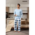 thumbnail image 3 of ZEFORTEX Men's Pajamas Set Long Sleeve Top with Plaid Pants Soft Sleepwear Loungewear, 3 of 6